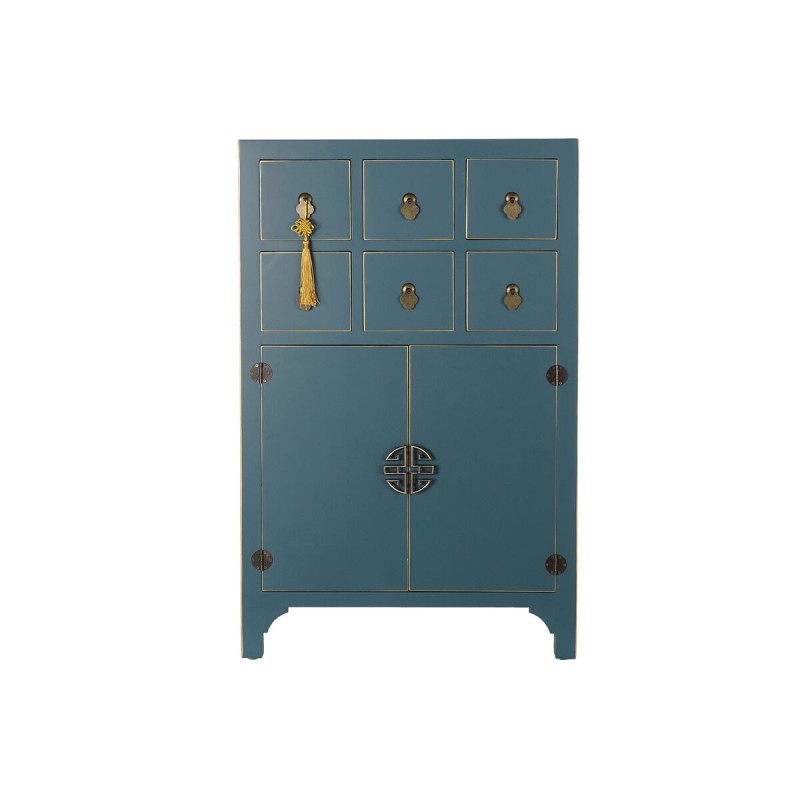 Caisson à Tiroirs DKD Home Decor Bleu Doré Sapin Bois MDF Oriental 63 x 27 x 101 cm 63 x 27 x 100 cm