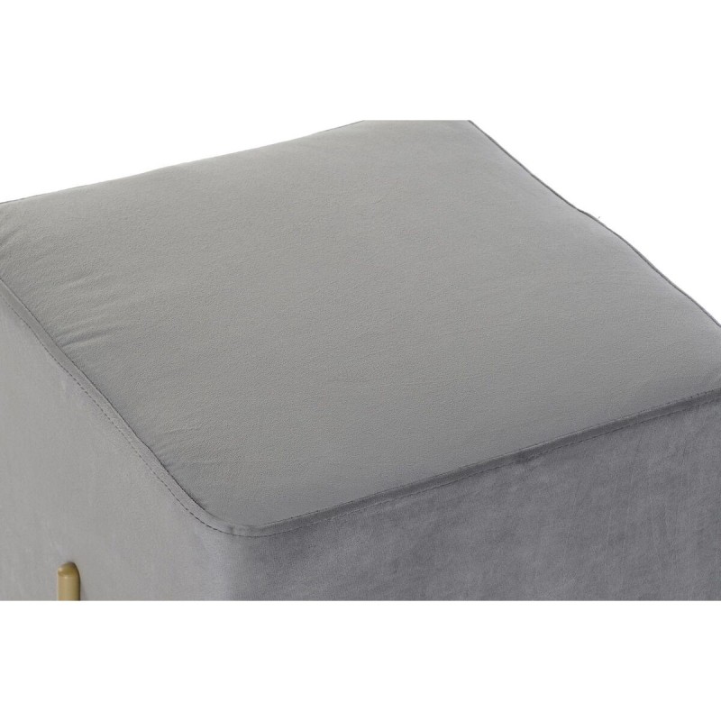 Repose-pied DKD Home Decor Scandi Gris Doré Métal Velours 42 x 42 x 45 cm