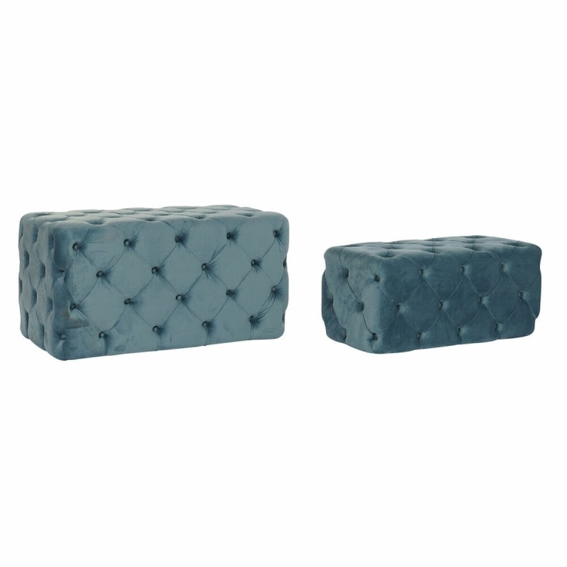 Banquette DKD Home Decor   Bleu Polyester Velours Bois MDF (88 x 53 x 48 cm)