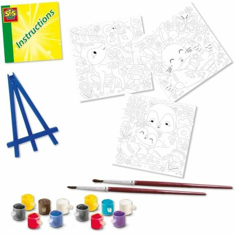 Kit de Dessin SES Creative Painting by number on canvas (3 Pièces)