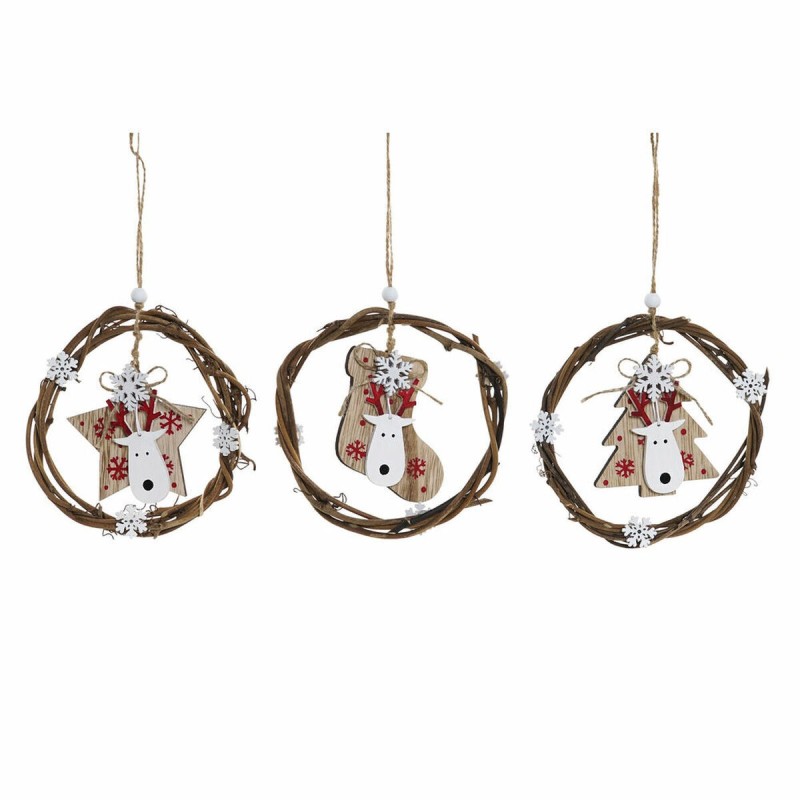 Décorations de Noël DKD Home Decor Bois (3 pcs) (14 x 1 x 18 cm)