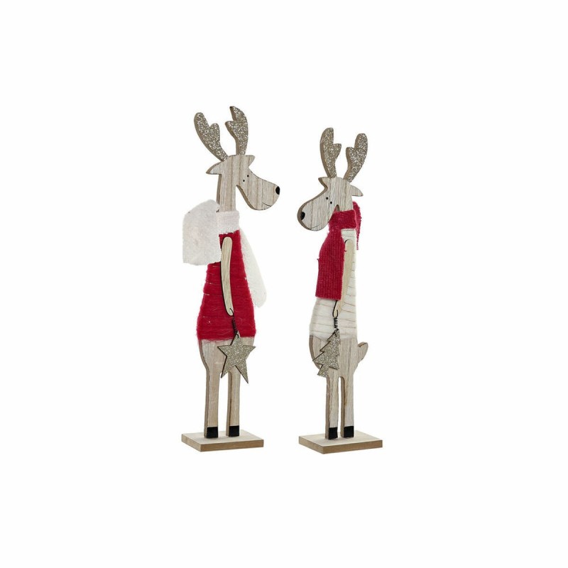 Décorations de Noël DKD Home Decor Polyester Bois (2 pcs) (9 x 6 x 39 cm)