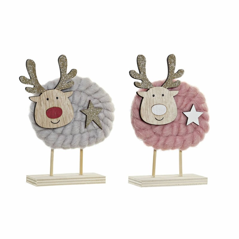 Décorations de Noël DKD Home Decor Polyester Bois (2 pcs) (10 x 4 x 16 cm)