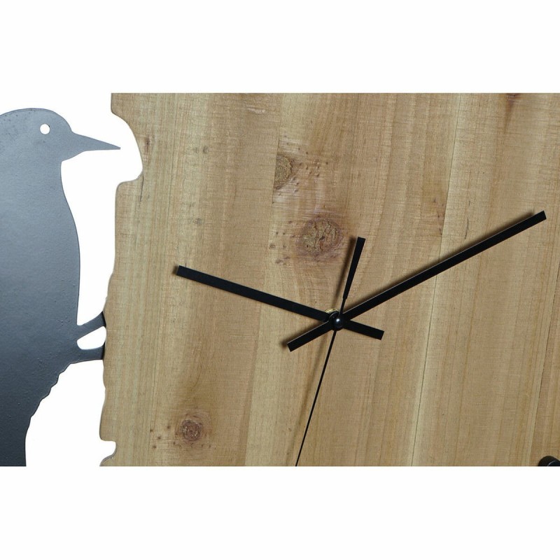 Horloge Murale DKD Home Decor Noir Marron Blanc Fer Oiseau 50 x 4 x 50 cm Bois MDF (2 Unités)