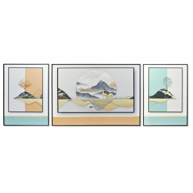 Jeu de 3 tableaux DKD Home Decor Montagne Moderne (200 x 3 x 70 cm)