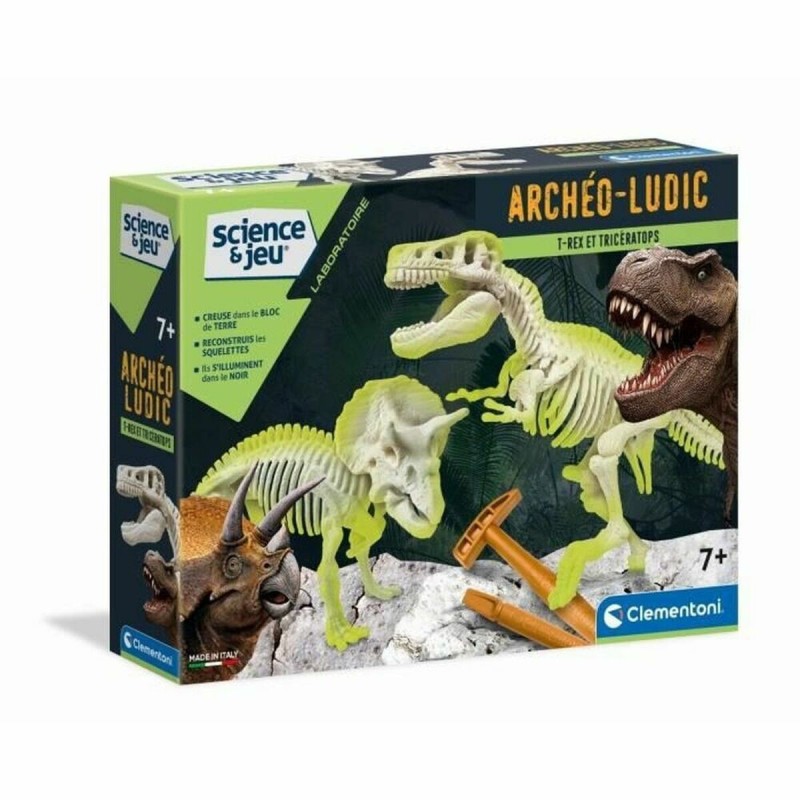 Dinosaure Clementoni Archéo Ludic - T-Rex & Triceratops Phosphorescent