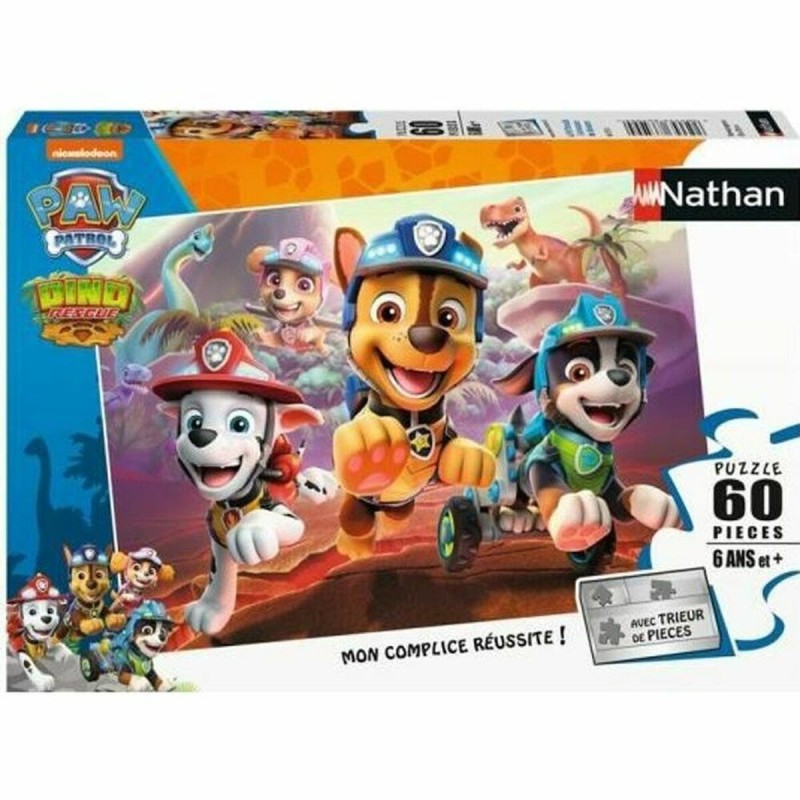 Puzzle Nathan Paw Patrol to the rescue of the dinosaurs 60 Pièces