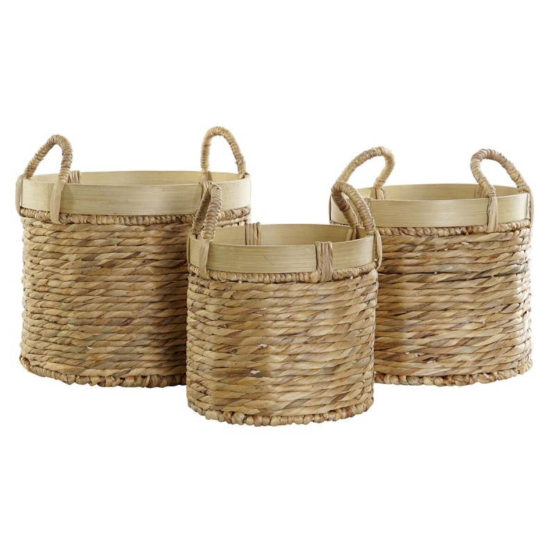 Set de basket DKD Home Decor Bambou Tropical Joncs (35 x 35 x 30,5 cm) (3 Pièces)