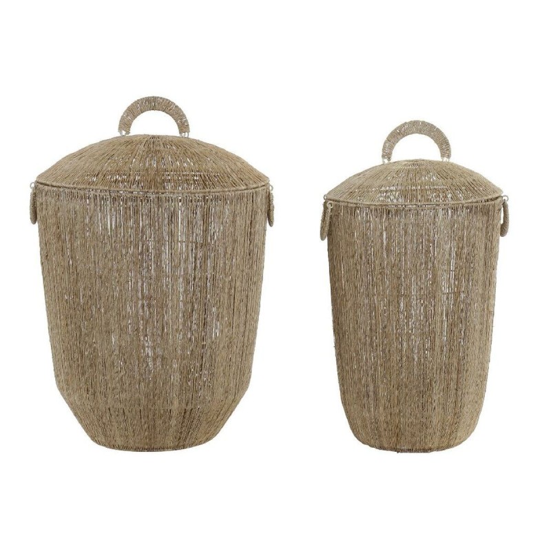 Set de basket DKD Home Decor Marron Naturel Jute Métal Boho 45 x 45 x 69 cm