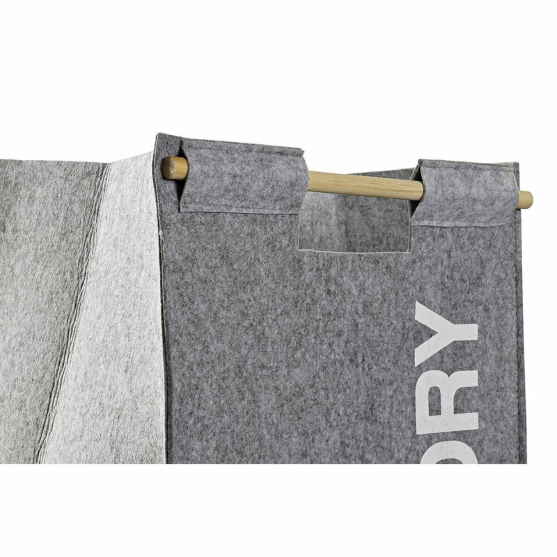 Panier à linge DKD Home Decor Noir Gris Bois 37 x 37 x 55 cm (2 Unités)