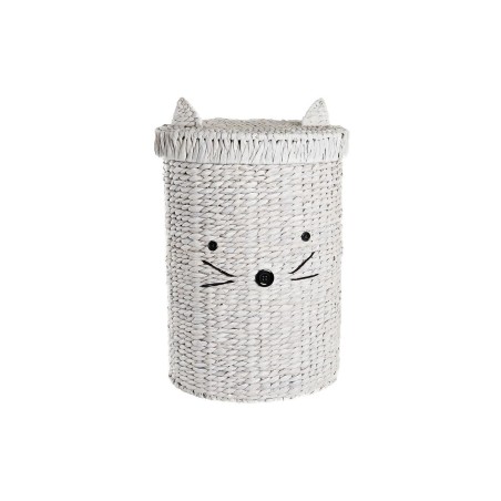 Panier à linge DKD Home Decor Blanc Enfant Chat 42 x 42 x 63 cm Fibre