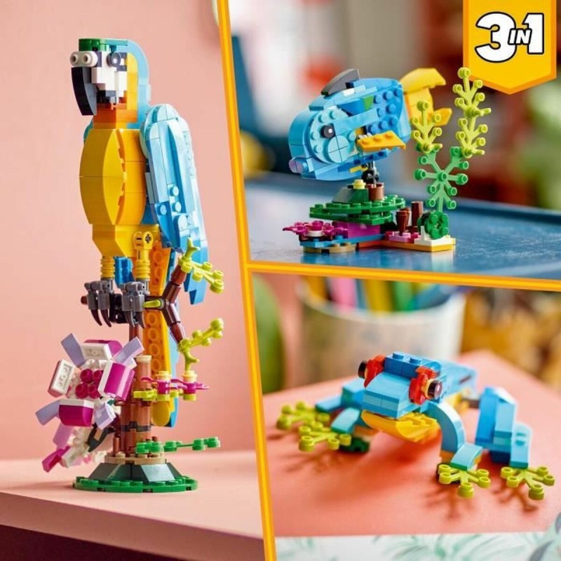 Set de construction Lego Creator 31136 Exotic parrot with frog and fish 3-en-1 253 Pièces