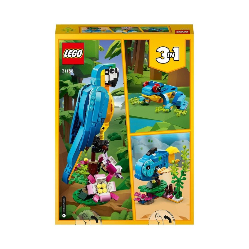 Set de construction Lego Creator 31136 Exotic parrot with frog and fish 3-en-1 253 Pièces