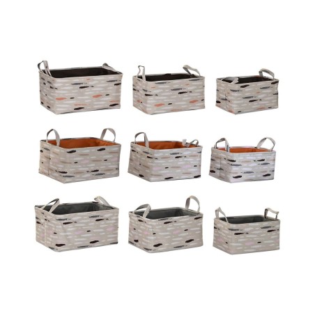 Set de basket DKD Home Decor Marron Gris Orange 40 x 30 x 20 cm (3 Unités)