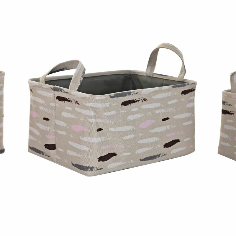 Set de basket DKD Home Decor Marron Gris Orange 40 x 30 x 20 cm (3 Unités)