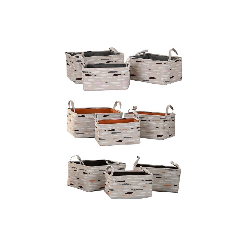 Set de basket DKD Home Decor Marron Gris Orange 40 x 30 x 20 cm (3 Unités)