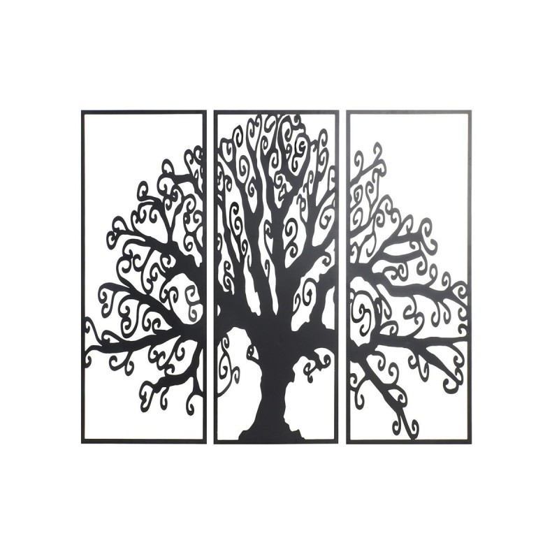 Décoration murale DKD Home Decor 3 Pièces Noir Arbre Métal (105 x 1