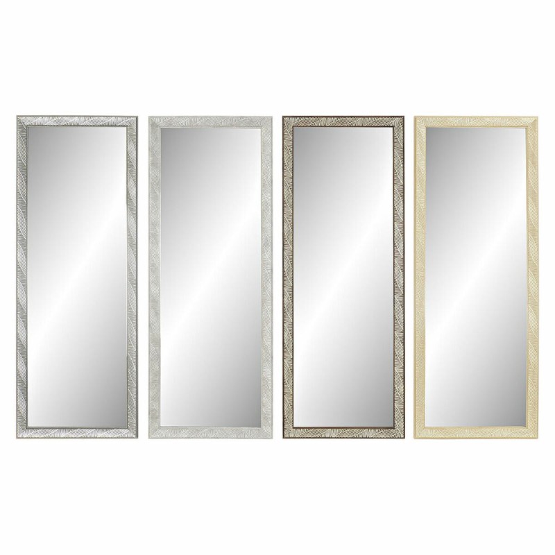 Miroir mural DKD Home Decor Blanc Marron Gris Naturel Tropical Feuille d'une plante 36 x 2 x 95