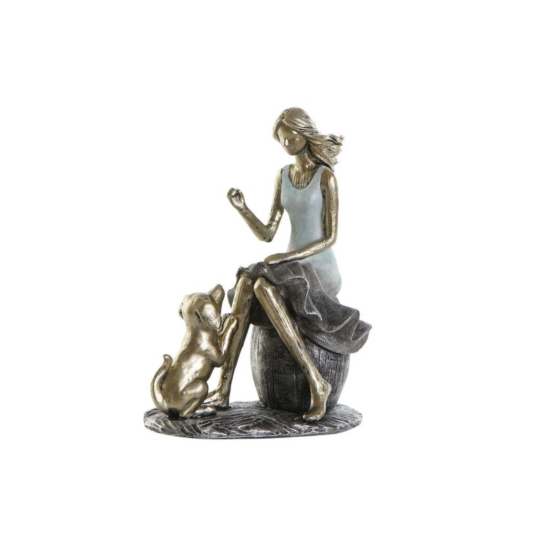 Figurine Décorative DKD Home Decor Bleu Doré Femme 13 x 8