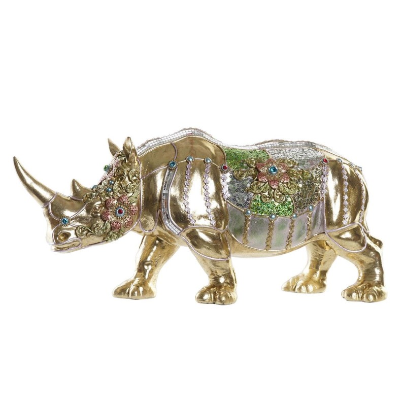 Figurine Décorative DKD Home Decor Doré Résine Multicouleur Rhinocéros (55 x 17