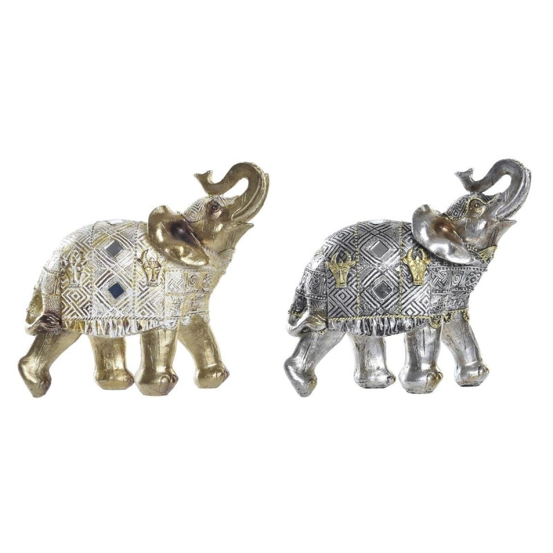 Figurine Décorative DKD Home Decor Eléphant Argenté Doré Résine (22