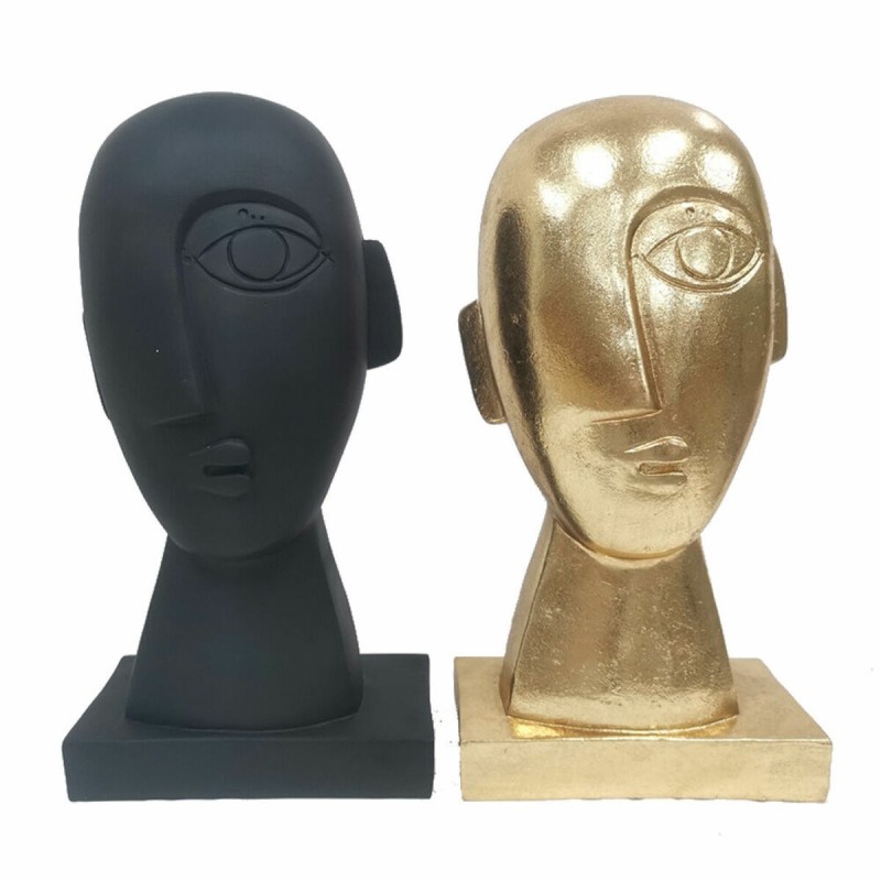 Figurine Décorative DKD Home Decor Visage Noir Doré 14