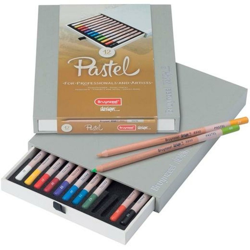 Crayon pastel Bruynzeel Design Coffret 12 Pièces Multicouleur