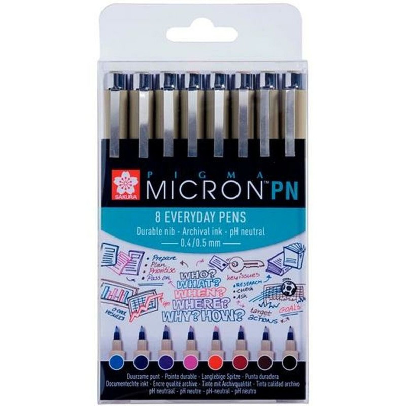 Ensemble de Marqueurs Talens Sakura Pigma Micron PN 8 Pièces Multicouleur