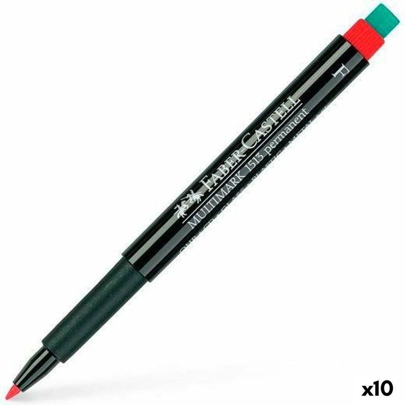 Marqueur permanent Faber-Castell Multimark 1513 F Rouge (10 Unités)