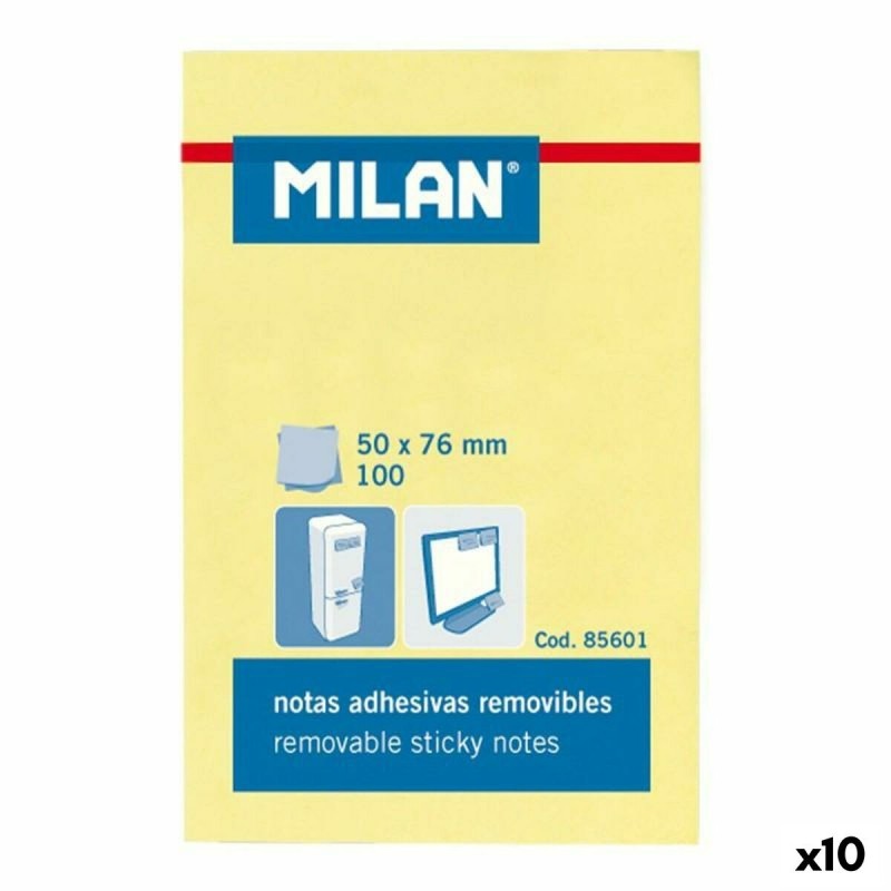 Notes Adhésives Milan Jaune 56 x 76 mm (10 Unités)