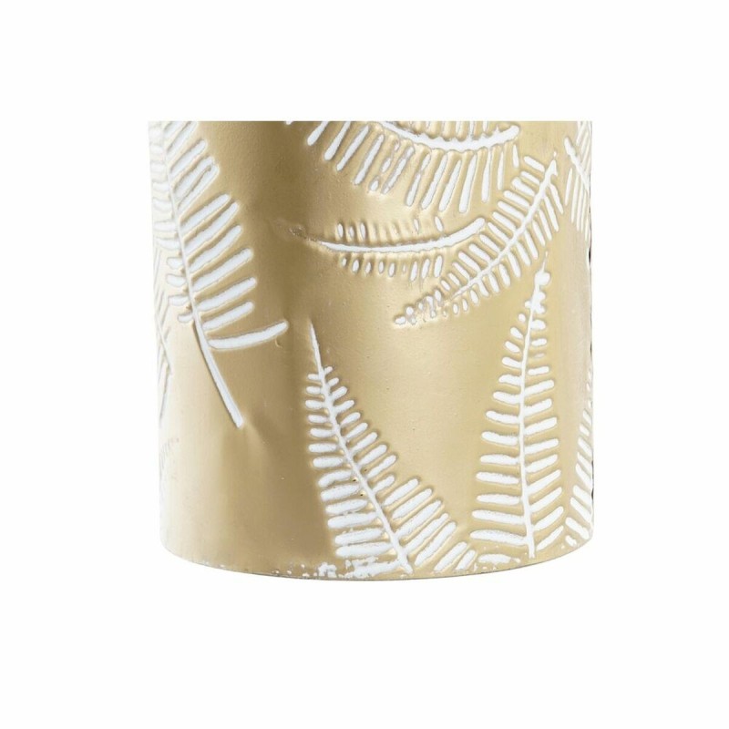 Vase DKD Home Decor Doré Métal Crème Tropical Feuille d'une plante (21 x 21 x 81 cm)