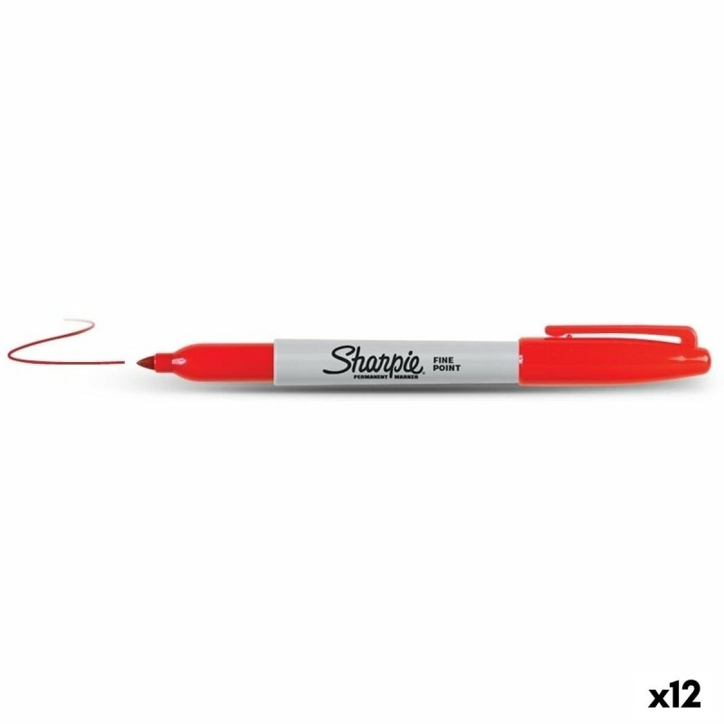 Marqueur permanent Sharpie Fine Point Rouge (12 Unités)