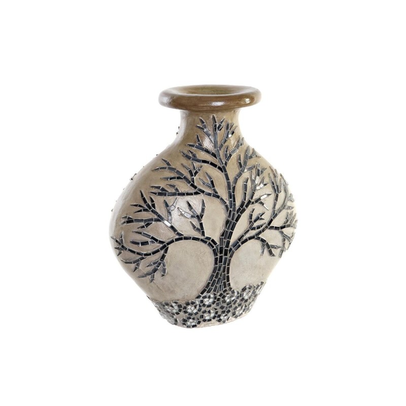 Vase DKD Home Decor Arbre Verre Noir Beige Terre cuite (30 x 15 x 33