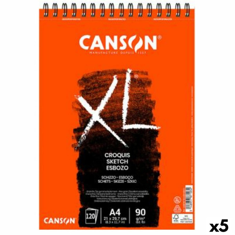 Bloc à dessin Canson XL Esboso 20 Volets Blanc Naturel A4 5 Unités 90 g/m²