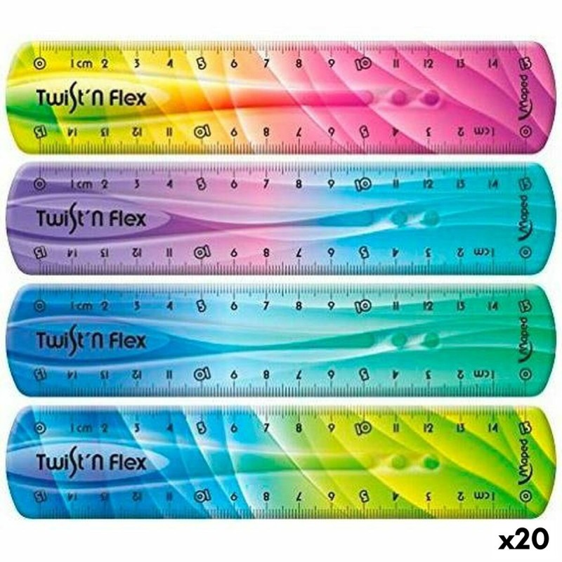 jeu de règles Maped Twist'n Flex Multicouleur 15 cm Flexible 20 Unités