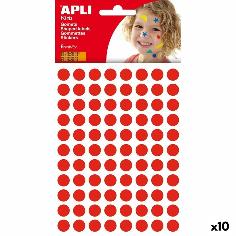 Autocollants Apli Kids Gomets Rouge Rond (1 Pièce) (10 Unités)