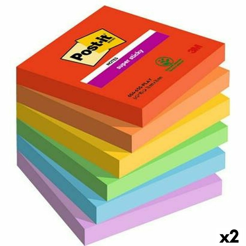 Notes Adhésives Post-it Super Sticky Multicouleur 6 Pièces 76 x 76 mm (2 Unités)