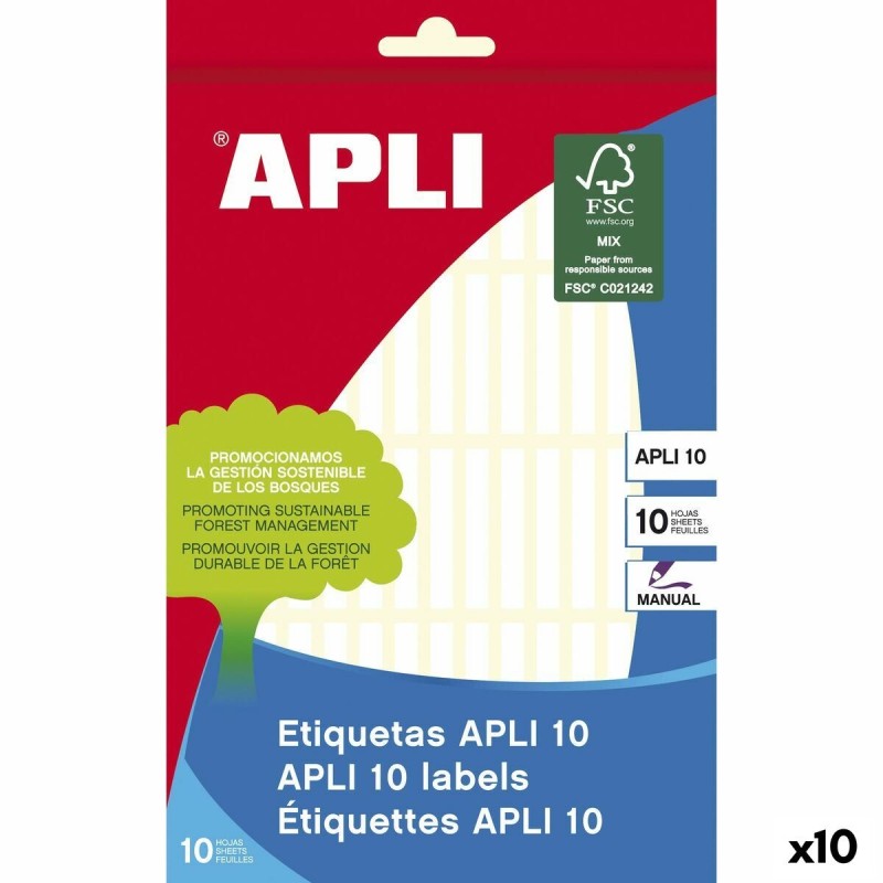 Étiquettes adhésives Apli Blanc 10 Volets 5 x 35 mm (10 Unités)