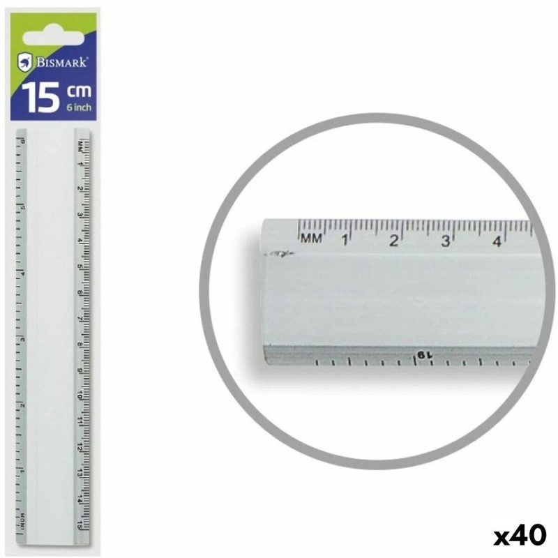 Règle Bismark Argenté Aluminium 15 cm (40 Unités)