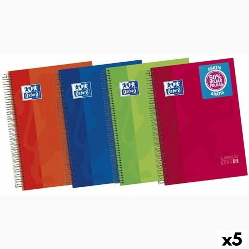 Cahier Oxford Multicouleur A4 120 Volets (5 Unités)