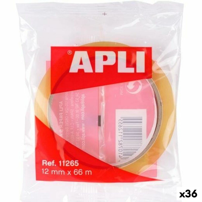 Ruban adhésif Apli Transparent 12 mm 66 m (36 Unités)