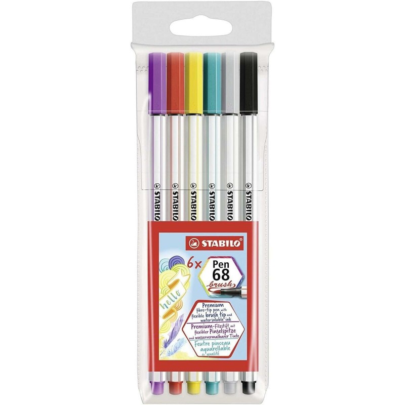 Ensemble de Marqueurs Stabilo Pen 68 Brush Multicouleur (10 Unités)