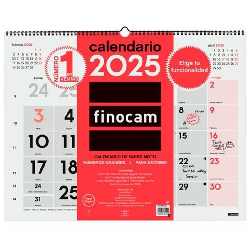 calendrier mural Finocam Papier 2025 54 x 42 cm