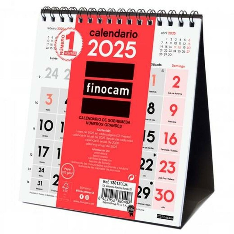 Calendrier de bureau Finocam Papier 14 x 15 cm 2025