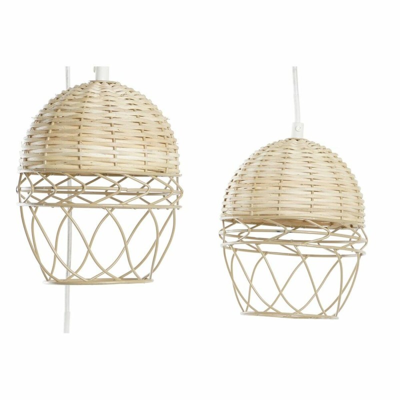 Suspension DKD Home Decor Blanc Marron Clair 220 V 50 W (38 x 38 x 75 cm)