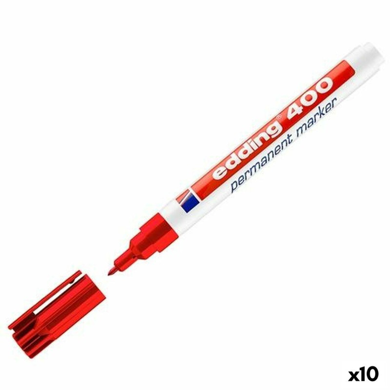 Marqueur permanent Edding 400-02 Rouge (10 Unités)