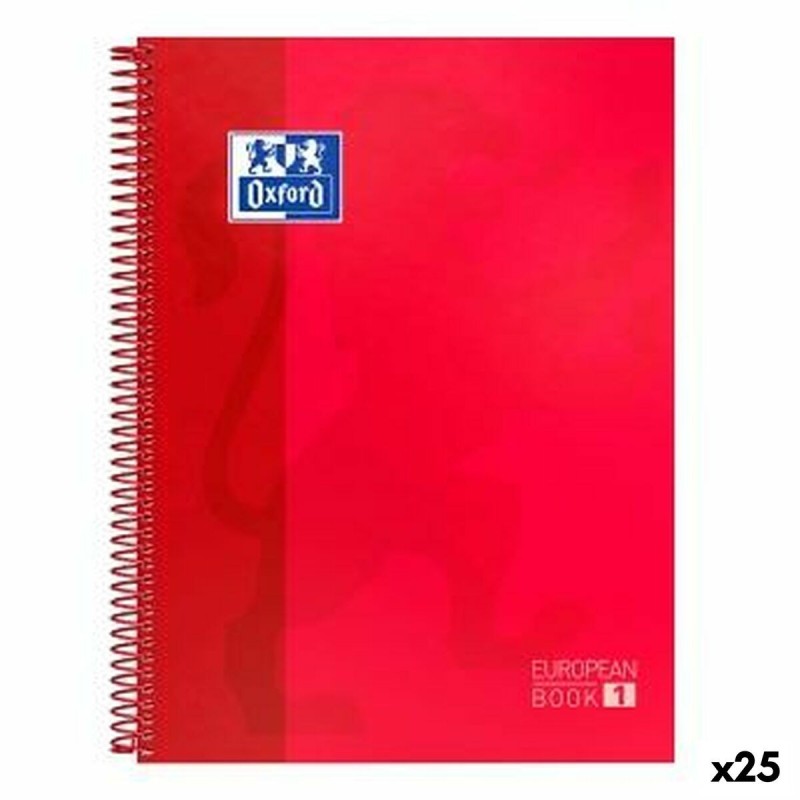 Cahier Oxford EUROPEANBOOK 1 Rouge A4+ 80 Volets 5 Pièces (25 Unités)