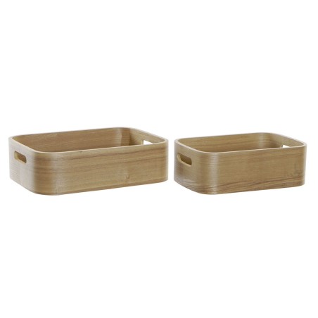 Set de boîtes décoratives DKD Home Decor Naturel Bois MDF 35