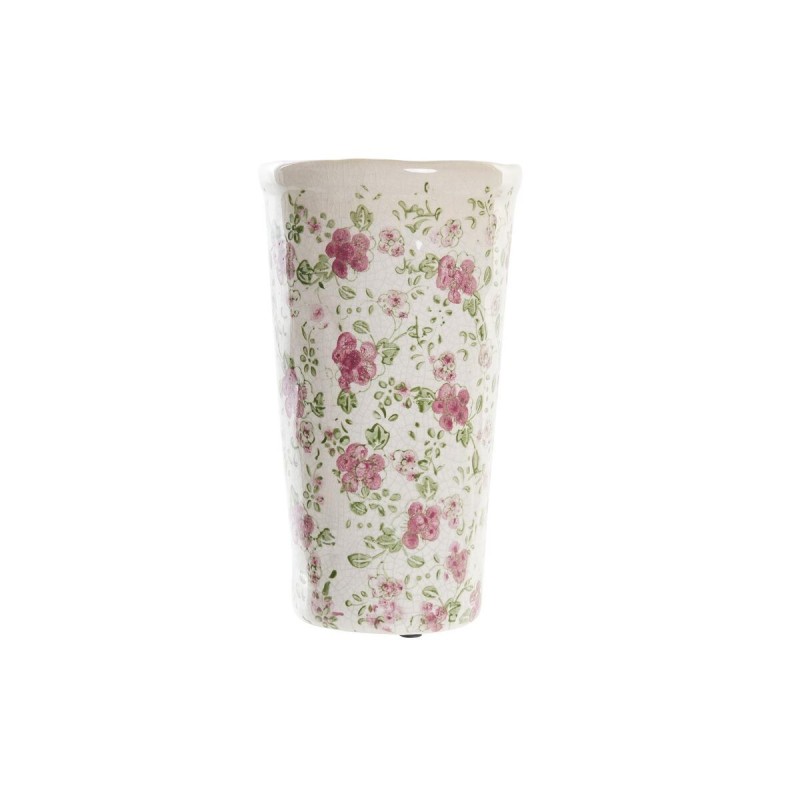 Vase DKD Home Decor Blanc Vert Bordeaux Grès Shabby Chic (14 x 14 x 25 cm)