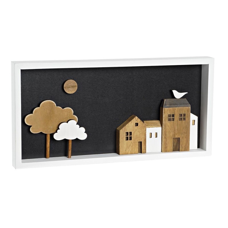 Décoration murale DKD Home Decor Blanc Marron Maisons Urbaine 40 x 3